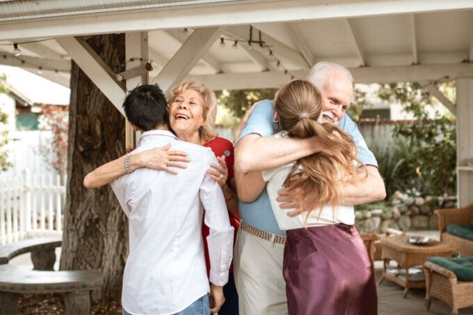 Family hugging for emotional support