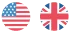 bandera estados unidos e inglaterra, indican idioma ingles
